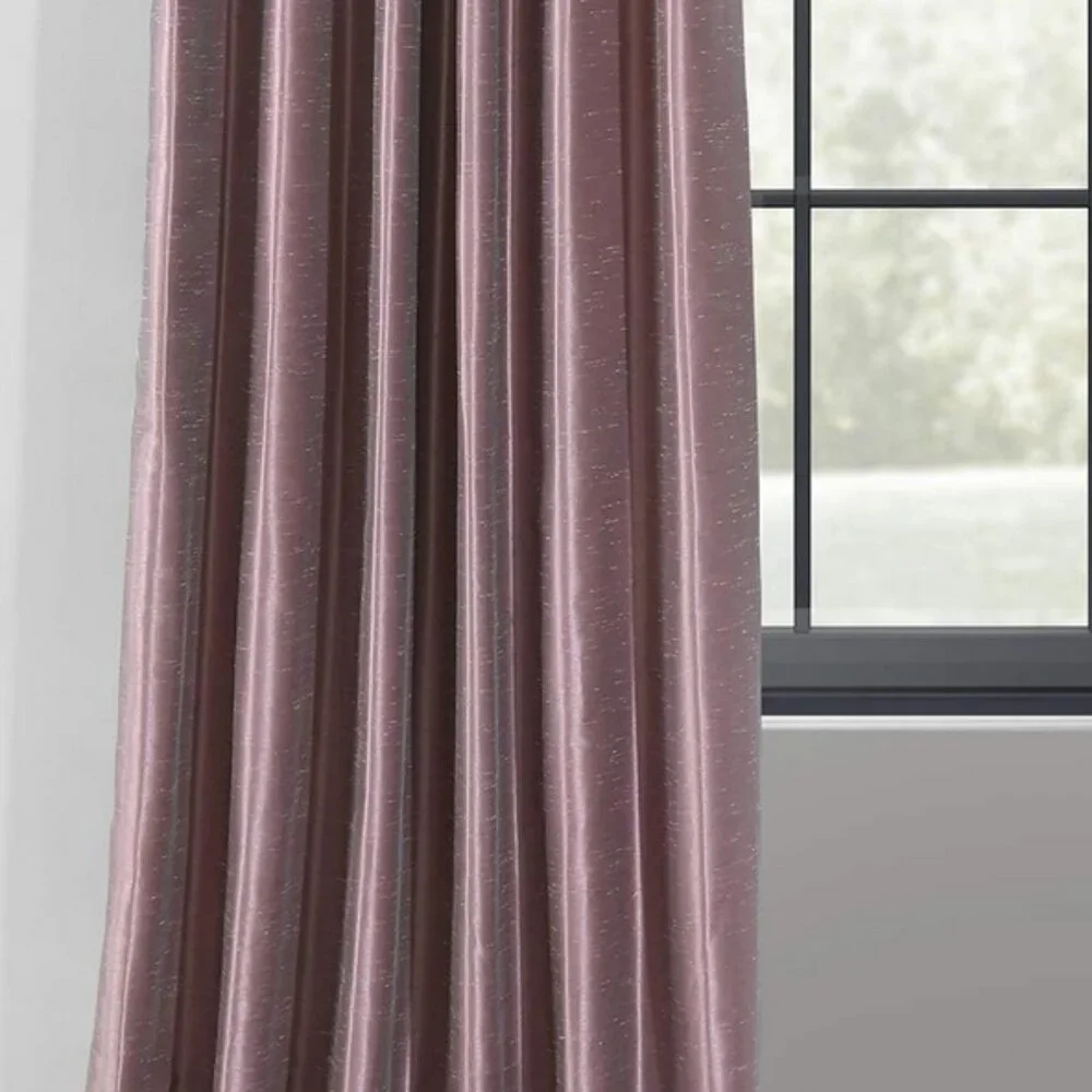 Smokey Plum Blackout Curtains Set 2 Panels Silk Thermal Room Darkening